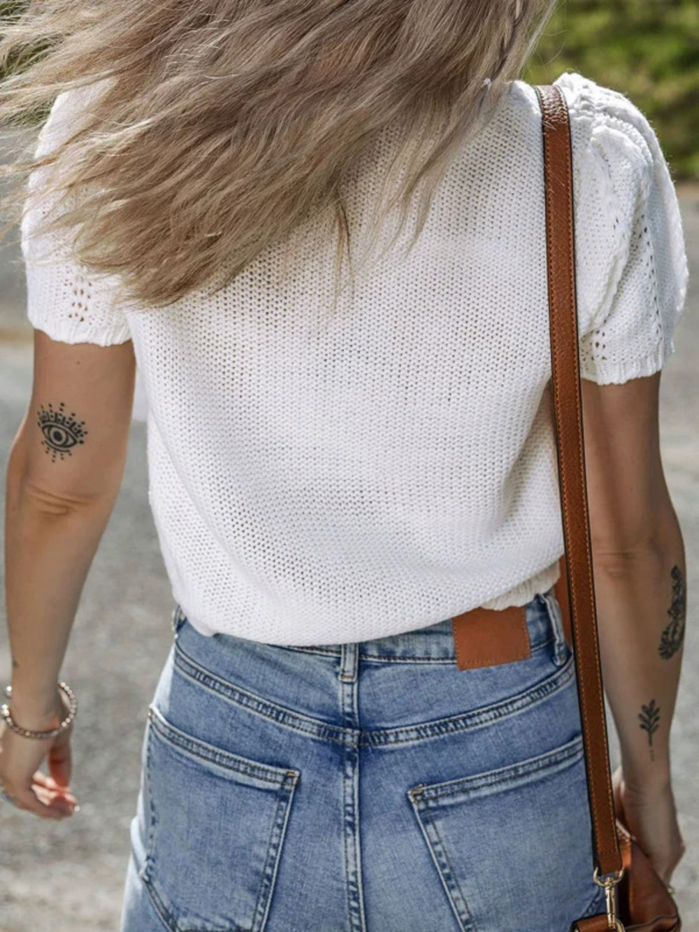 ZARA Lace Knit Beach Cover Up Short Sleeve Round Neck